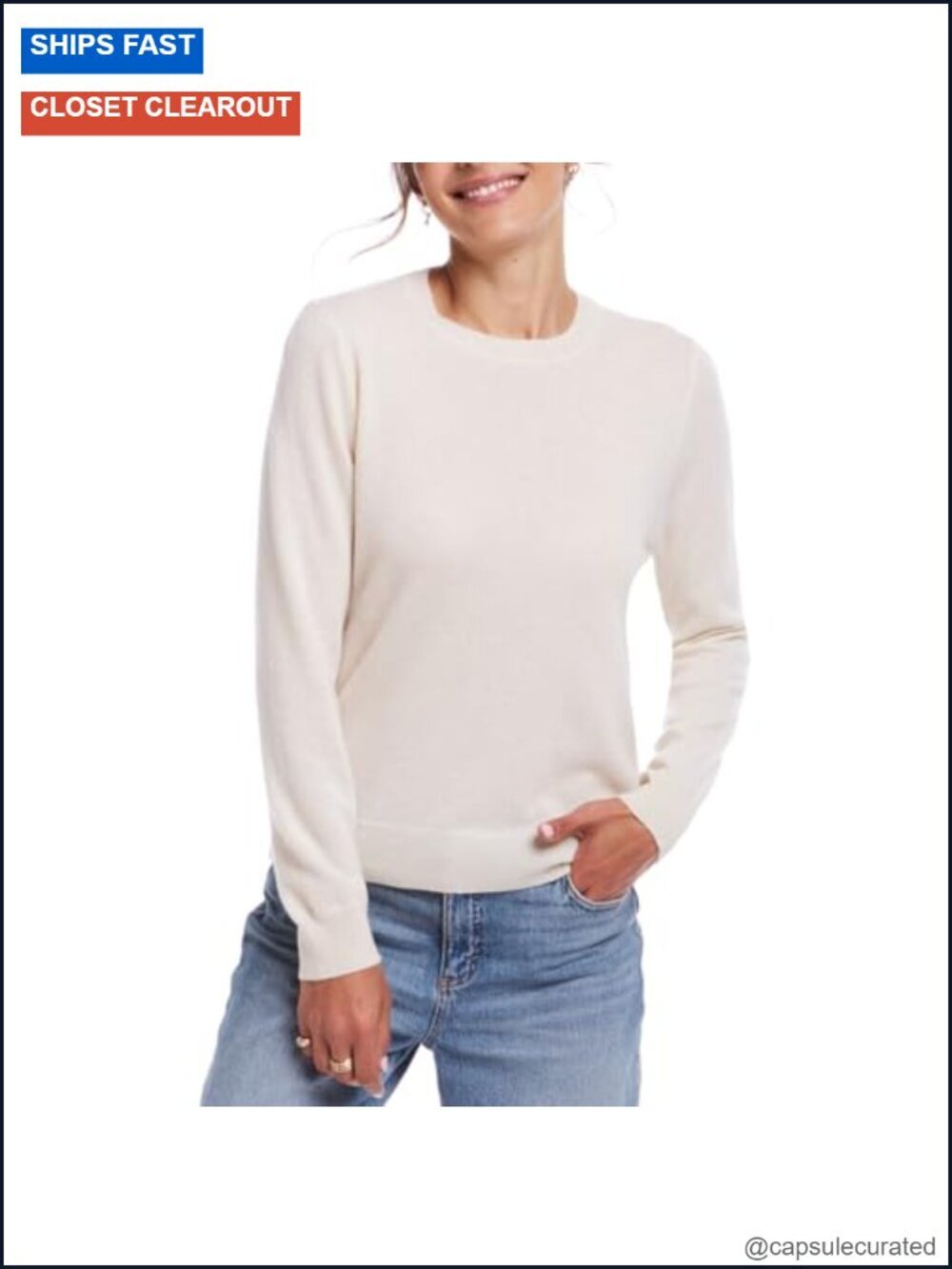 Lightweight 100% Pure Cashmere Sweater, Long Sleeve Casual Pullover